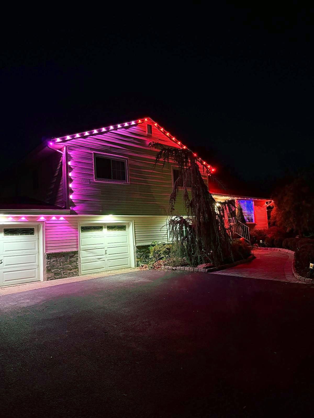 Garage and roofline with a pink permanent strip